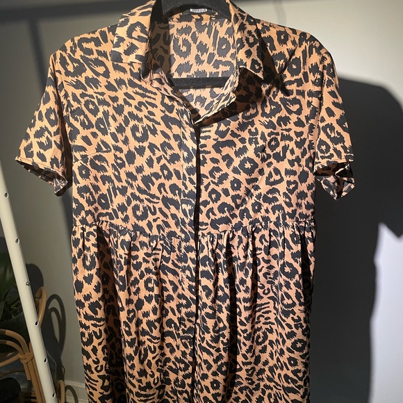 MISSGUIDED A Line Babydoll Dress Leopard Oversized - Picture 5 of 9